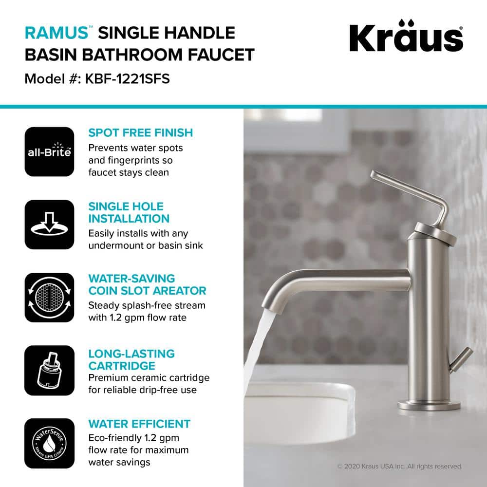 Ramus 7.38'' High Modern Spot Free Stainless Steel Bathroom Faucet