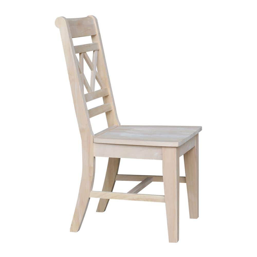 Unfinished Rubberwood High Cross Back Side Chair Set