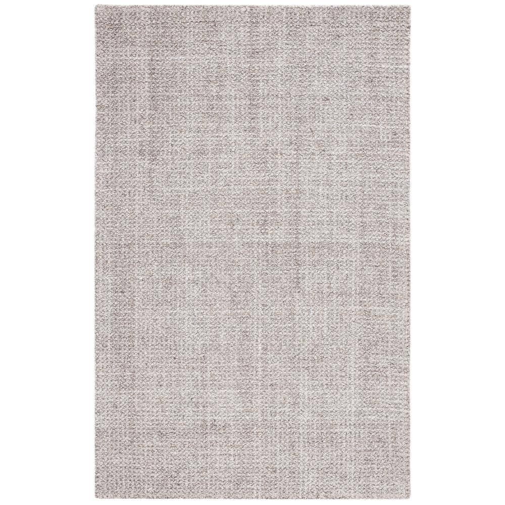 Light Brown and Grey Abstract Handmade Tufted Wool Rug, 4' x 6'