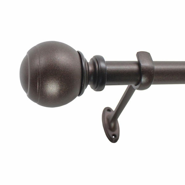 Decopolitan Ball 72 in. - 144 in. Adjustable Curtain Rod 7/8 in. in Toasted Copper with Finial