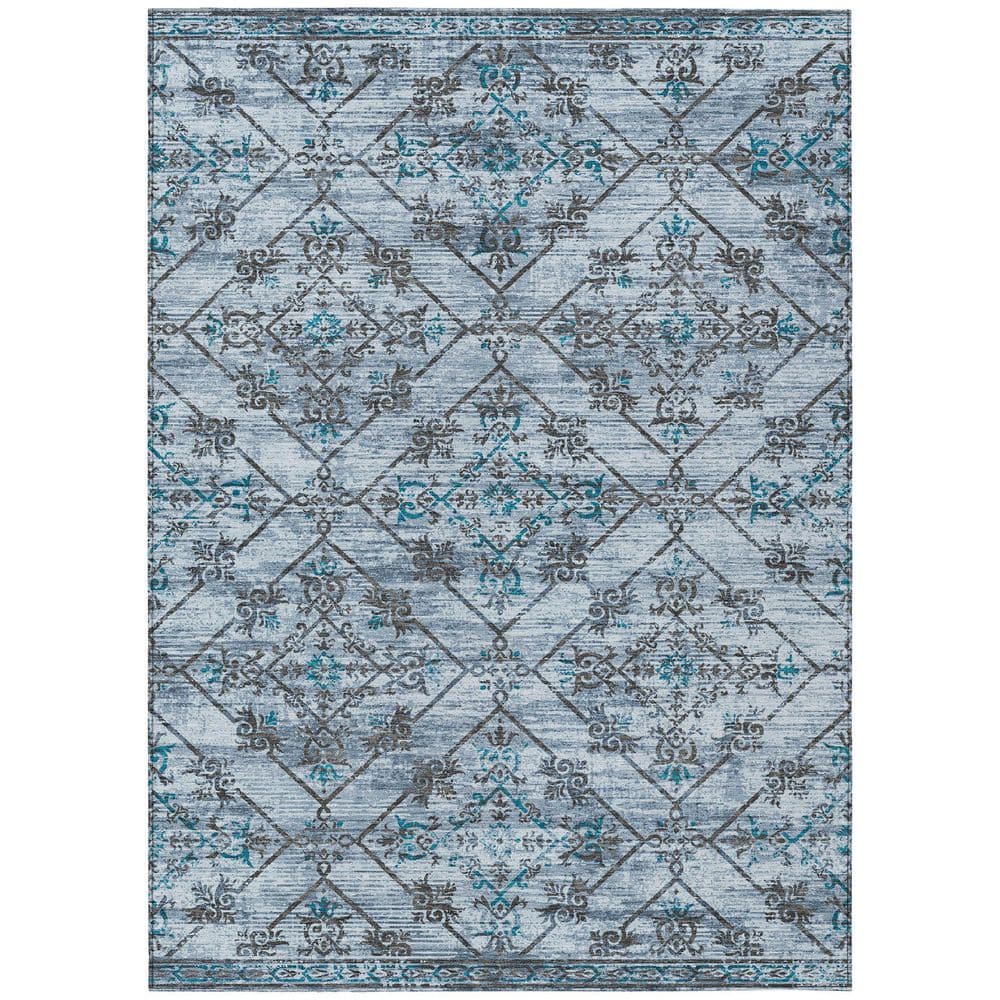 Chantille Machine Washable Indoor/Outdoor Abstract ACN2665 Denim 3 ft. x 5 ft. Area Rug price history on PriceWatchPro