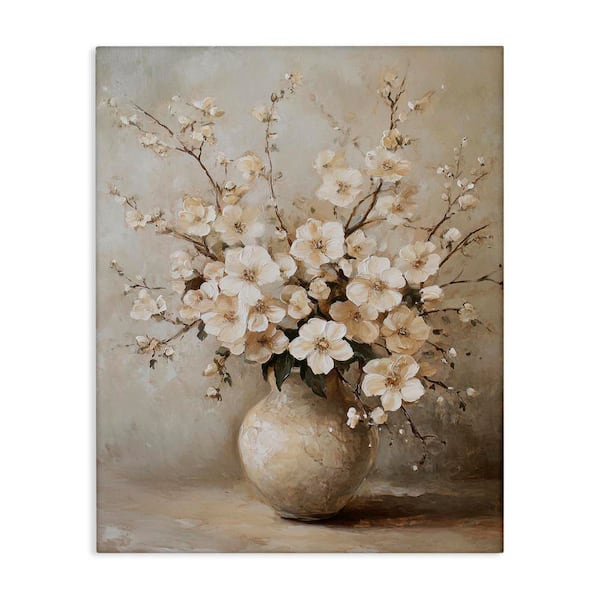 Cherry Blossoms in Pottery by Petal Prints Design Unframed Nature Graphic Art Print 30 in. x 24 in.