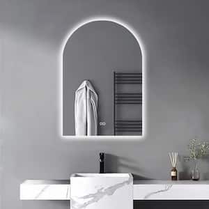 38 in. W x 26 in. H Arch Frameless LED Anti-Fog Dimmable Bathroom Vanity Mirror in Silver