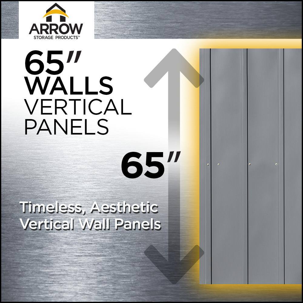 8 ft. x 8 ft. Flute Grey Steel Storage Shed with Sliding Doors