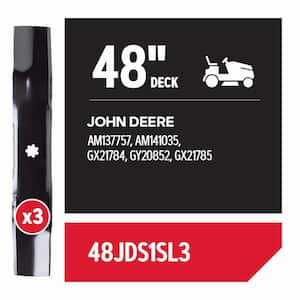 Riding Lawnmower Blades for 48 in. Deck, Fits John Deere Riding Mower, Set of 3 (48JDS1SL3)