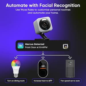 Cam v4 Wi-Fi 2.5K QHD Indoor/Outdoor Plug-In Smart Home Security Camera, Color Night Vision, 2-Way Audio (White)