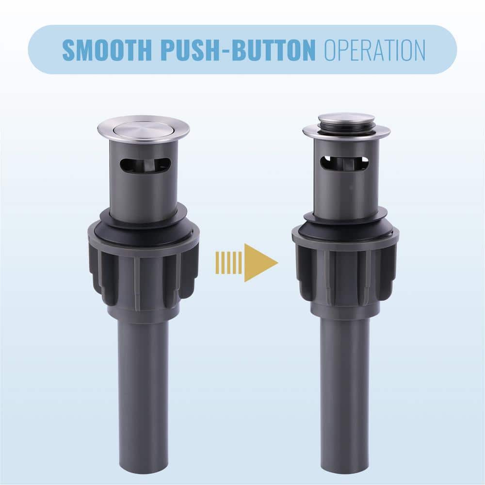 Brushed Nickel Pop-Up Bathroom Sink Drain with Overflow