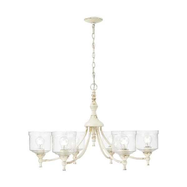 Keating 6 Light Antique Ivory Chandelier for Dining, Foyer, Hall, Kitchen, Living with No Bulbs Included