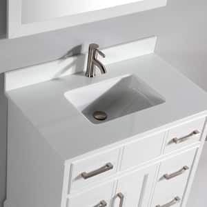 Genoa 36 in. W x 22 in. D x 36 in. H Bath Vanity in White with Engineered Marble Top in White with Basin and Mirror