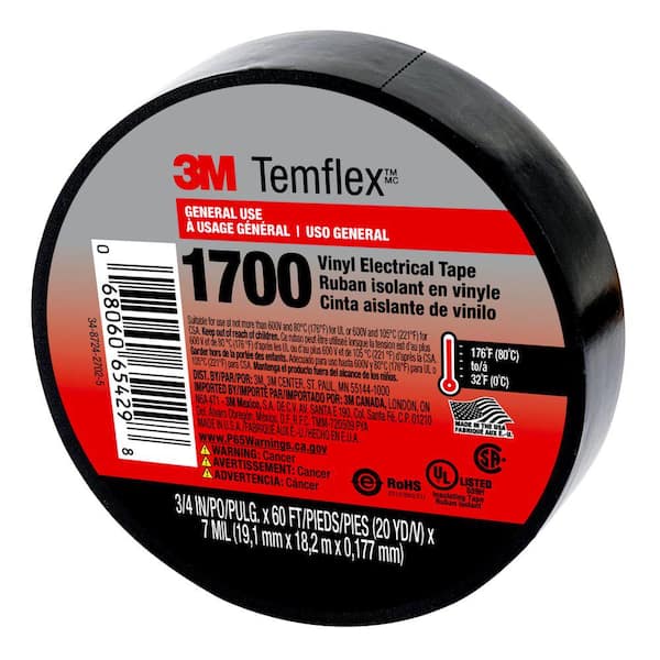 Temflex 3/4 in. x 60 ft. 1700 Electrical Tape Black