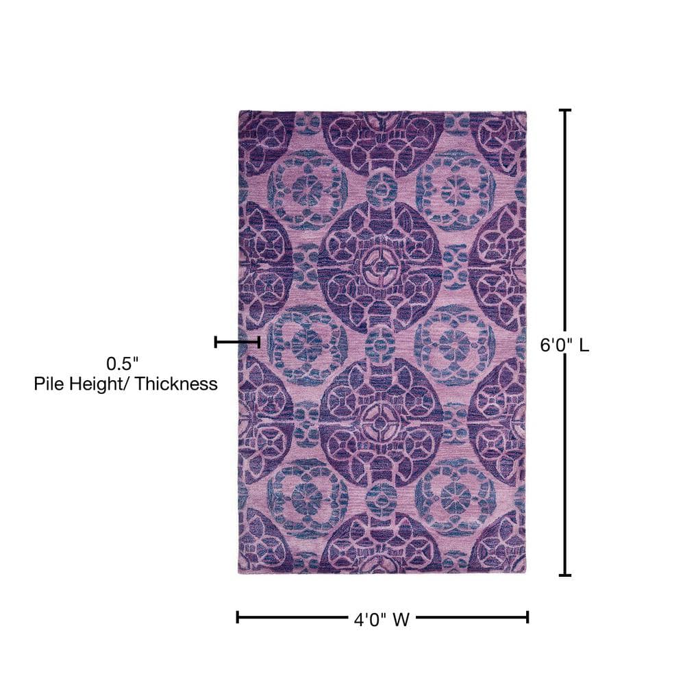 Purple Hand-Tufted Wool 4' x 6' Rectangular Area Rug