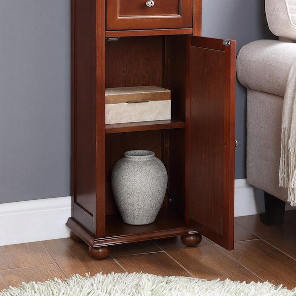 Avery Linen Cabinet with 1 Drawer Oil Oak Brown Elegant Home Fashions