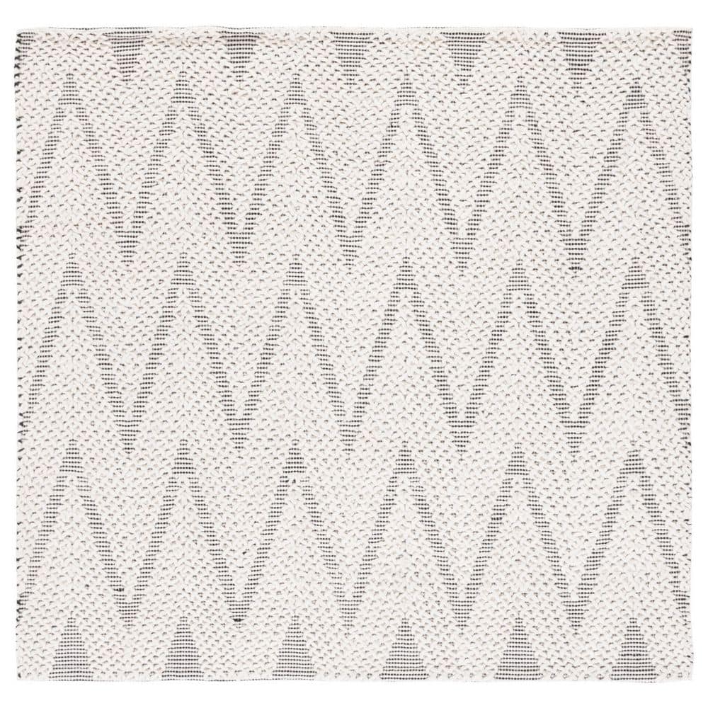 Natura 6 ft. x 6 ft. Ivory/Black Chevron Striped Modern Square Area Rug price history on PriceWatchPro
