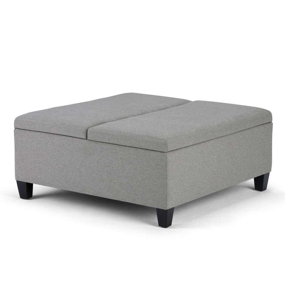 Ellis 36" Dove Grey Linen Look Fabric Coffee Table Ottoman