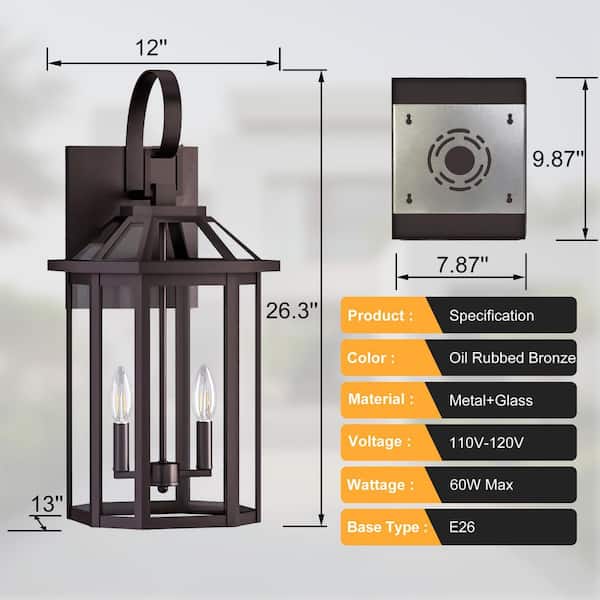 Maxax Decorators 26 in. 2-Light Bronze Modern Dust to Dawn