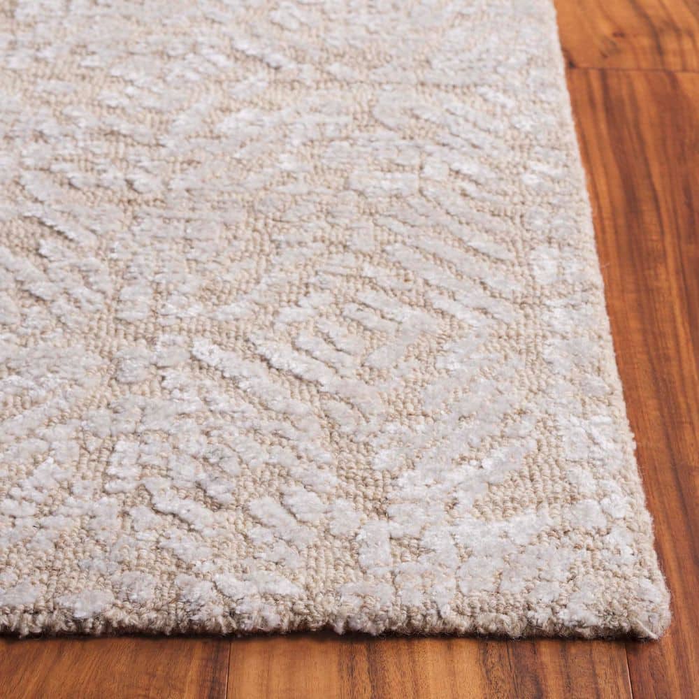 Ivory and Beige Hand-Tufted Wool Square Rug, 6'