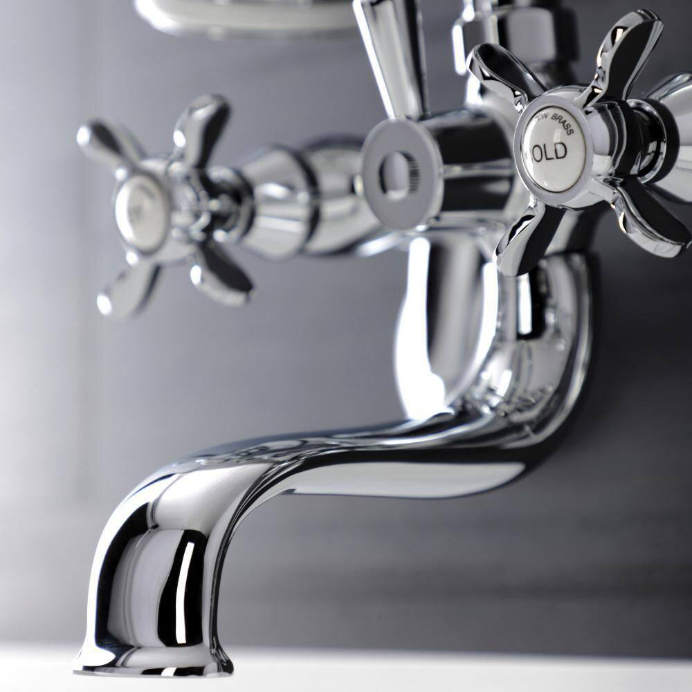 Polished Chrome Wall Mount Clawfoot Tub Faucet with Hand Shower