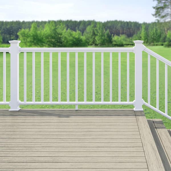 6 ft. x 42 in. White PVC Composite Horizontal Deck Railing Kit with Square Composite Balusters Includes Brackets