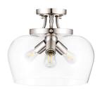 Merra 3-Light Blushed Nickel Semi Flush Mount Ceiling Light with Glass ...