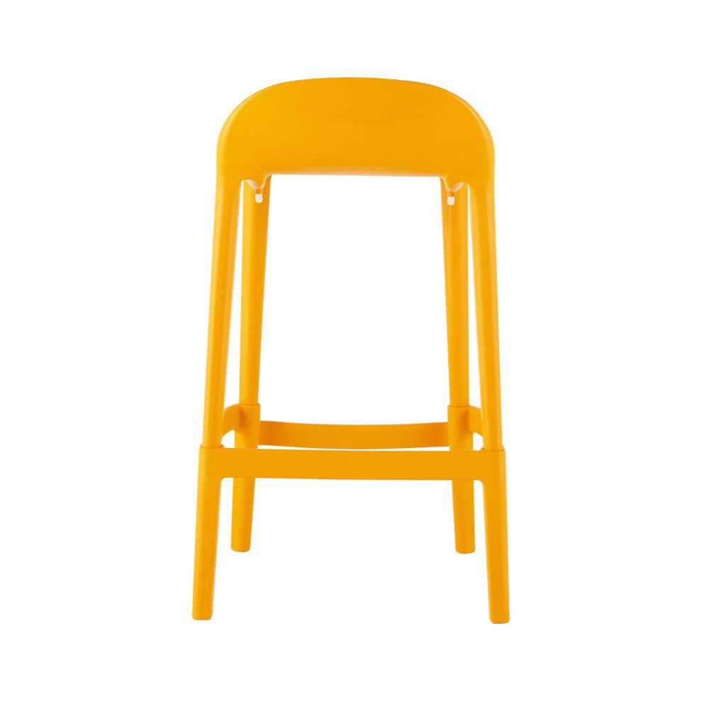 Saddle Style 25" Counter Stool in Vibrant Orange, Set of 2