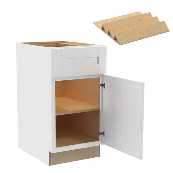 Home Decorators Collection Washington 18 in. W x 24 in. D x 34.5 in. H Vesper White Plywood Shaker Assembled Base Kitchen Cabinet Right Spice Tray