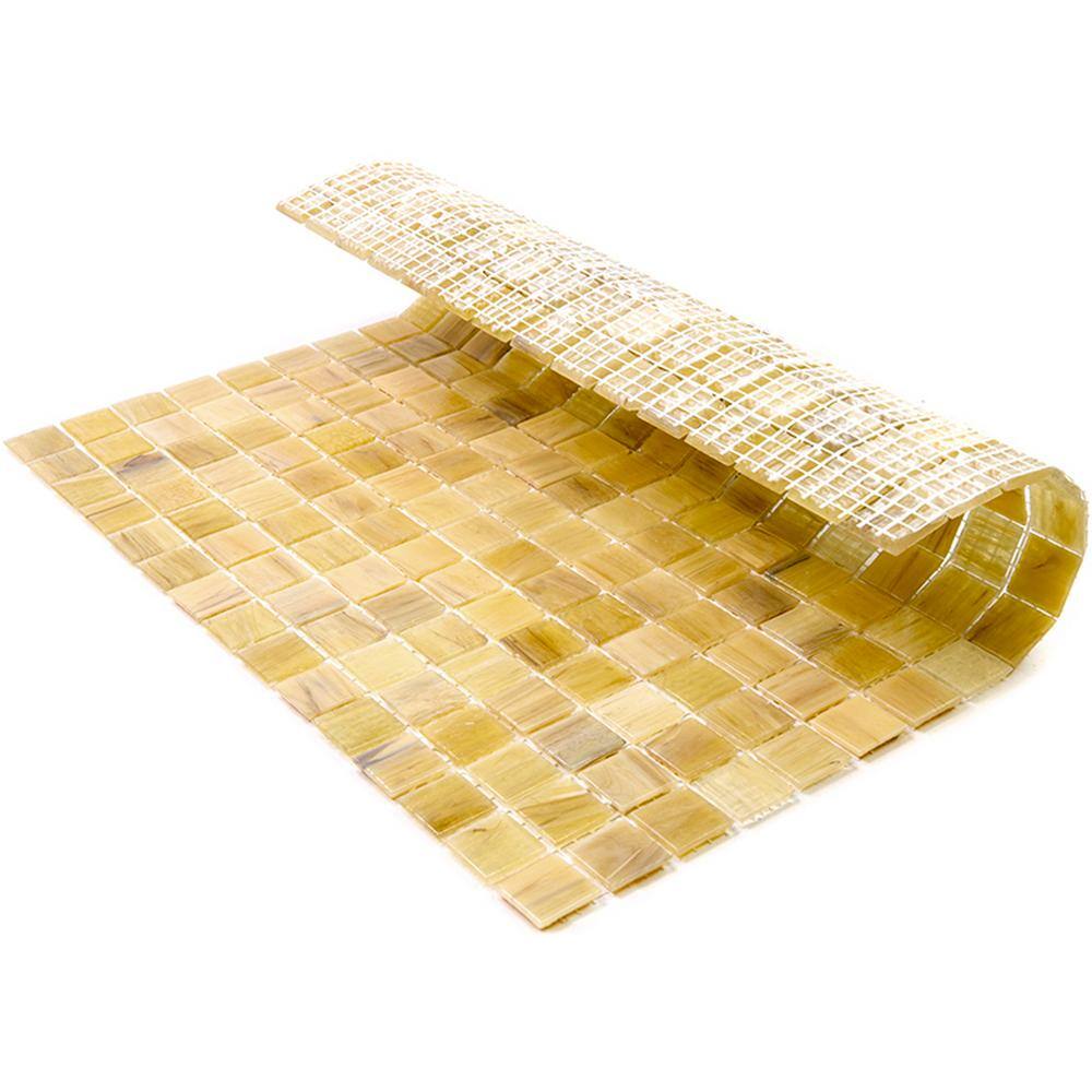 Celestial 12 in. x 12 in. Glossy Yellow Glass Mosaic Tile