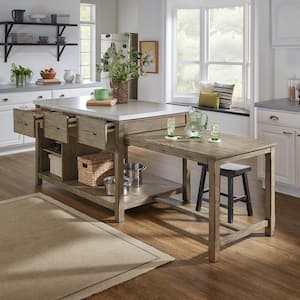 Grey Reclaimed Style Extendable Kitchen Island