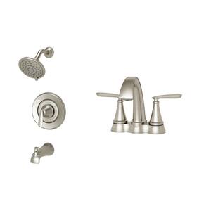 Somerville 4 in. Centerset Bathroom Faucet and Single-Handle 3-Spray Tub and Shower Faucet Set in Brushed Nickel