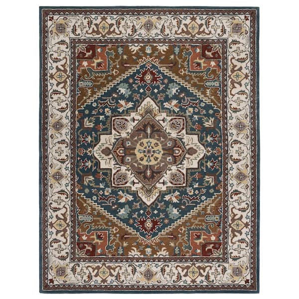 SAFAVIEH Heritage Dark Green/Brown 9 ft. x 12 ft. Border Floral Medallion Area Rug