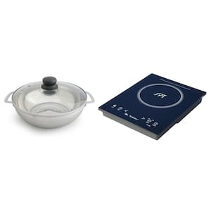 1650 W 11.75 in. Induction Cooktop in Black with 3.5L Induction Ready Stainless-Steel Pot and Glass Lid