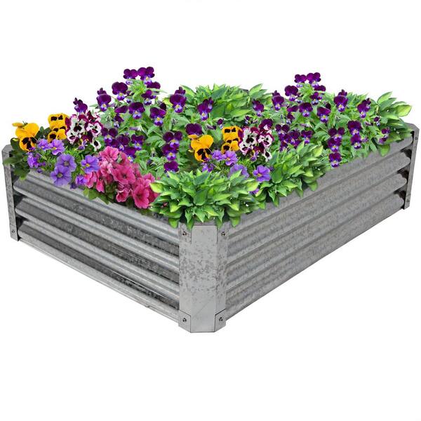 Blue Metal Raised Garden Beds for Vegetables Outdoor Planter Box Galvanized Steel Gardening Flower Bed Kits 4x3x1 Ft 
