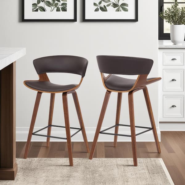 Jagger Modern 26 in. Wood and Faux Leather Counter Height Bar Stool