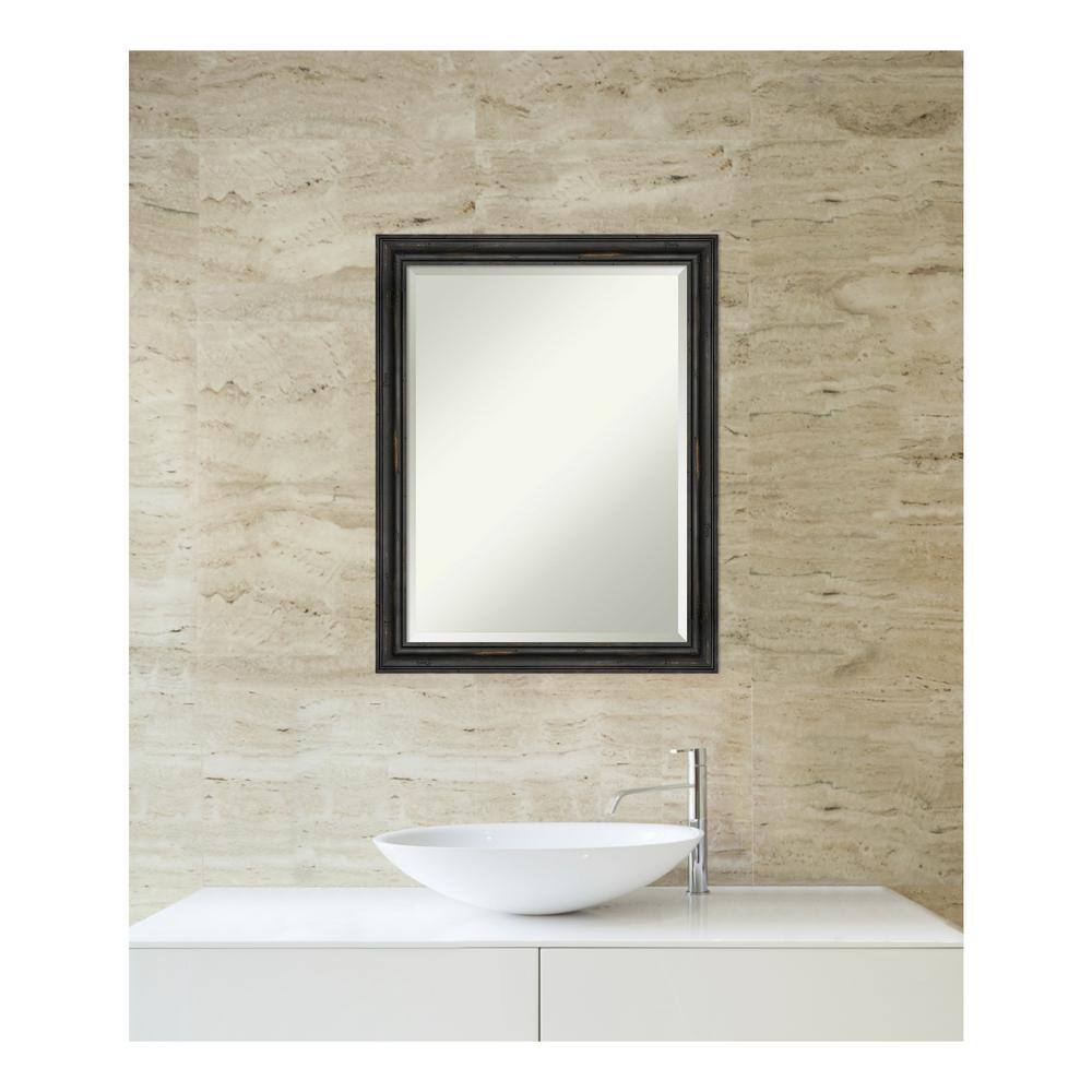 Rustic Black Pine Rectangular Beveled Bathroom Vanity Mirror