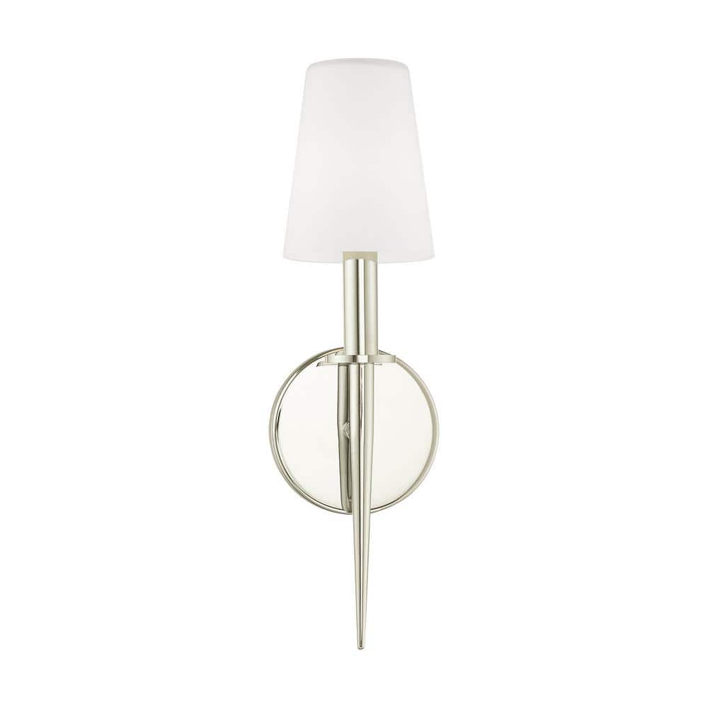 Polished Nickel Wall Sconce with Opal White Glass Shade