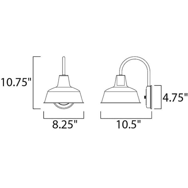 Pier M 8.25 in. W 1-Light Weathered Zinc Outdoor Wall Lantern Sconce