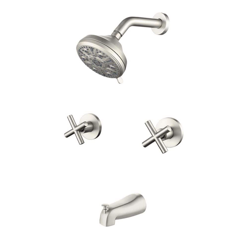 Rain 2-Handle 10-Spray Tub Shower Faucet 1.8 GPM with Pressure Balance in Brushed Nickel (Valve Included) price history on PriceWatchPro