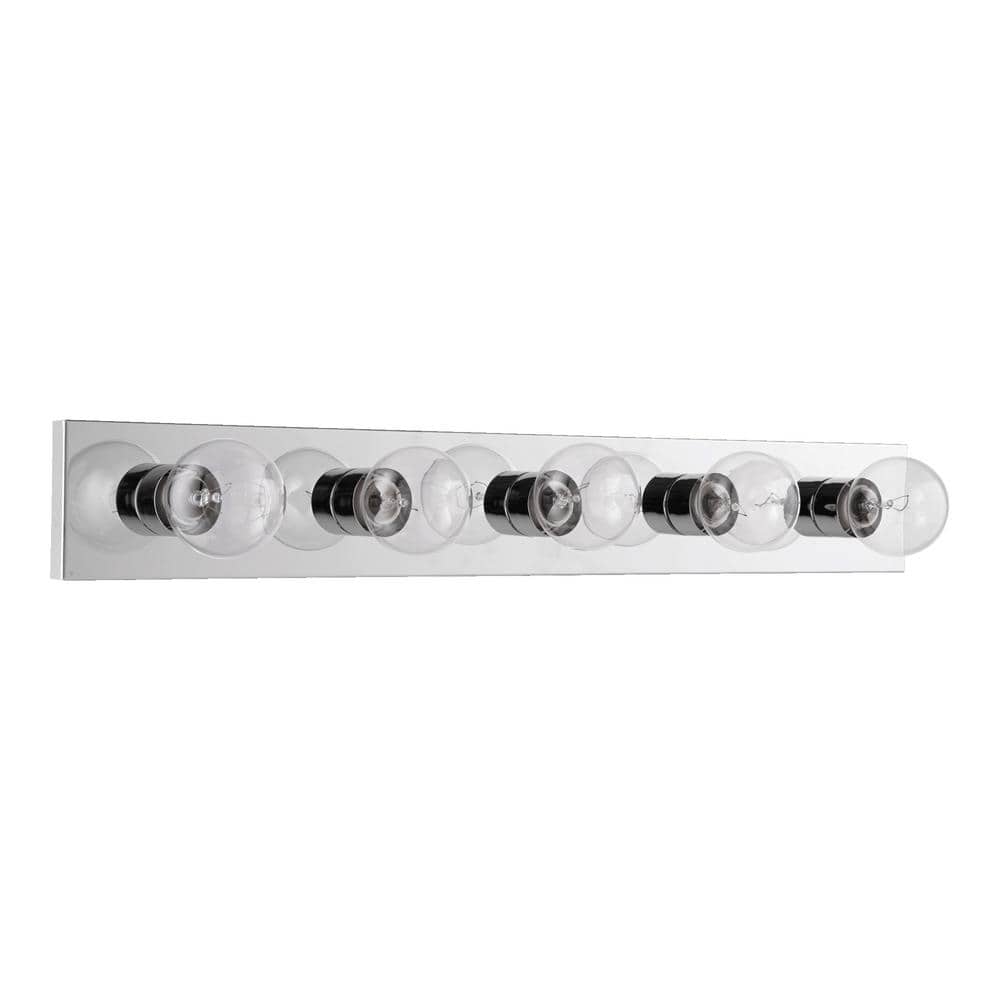 Modern Chrome 30" Vanity Light with Exposed Bulbs