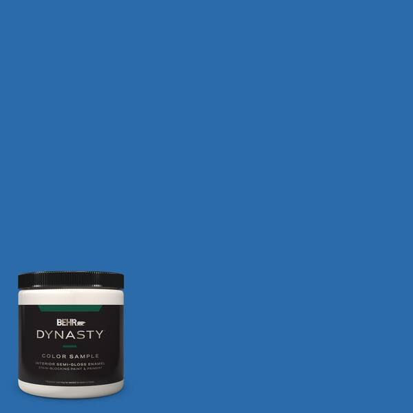 BEHR DYNASTY 8 oz. #MQ4-24 Electric Blue One-Coat Hide Semi-Gloss Enamel  Stain-Blocking Interior/Exterior Paint and Primer Sample DY63316 - The Home  Depot