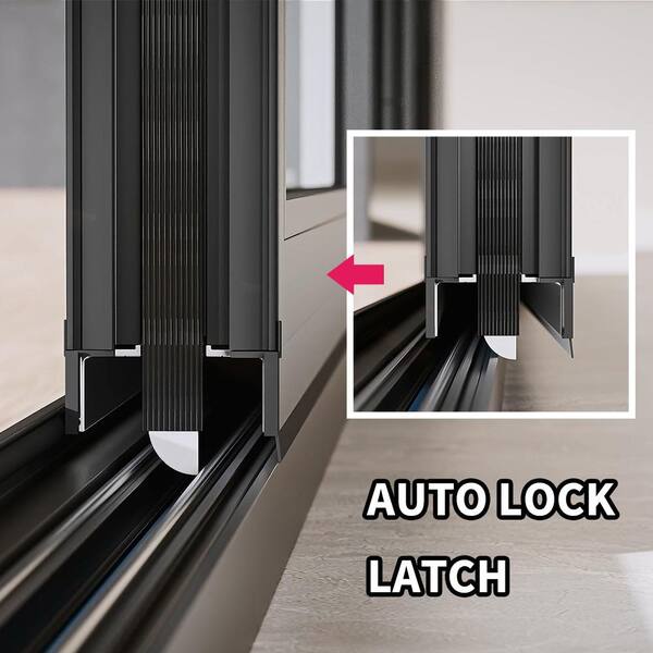 ATVIO 96 in. x 80 in. Matte Black Left to Right Out-Swing Thermal