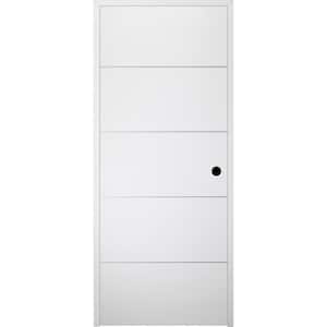28 in. x 80 in. Smart Pro_4H Left-Hand Solid Composite Core Polar White Prefinished Wood Single Prehung Interior Door