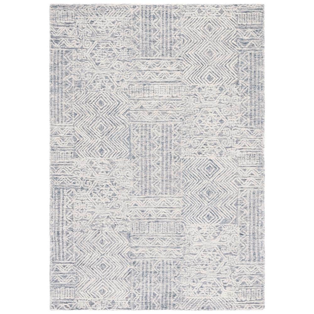 Hand-Tufted Abstract Gray Wool Square Area Rug
