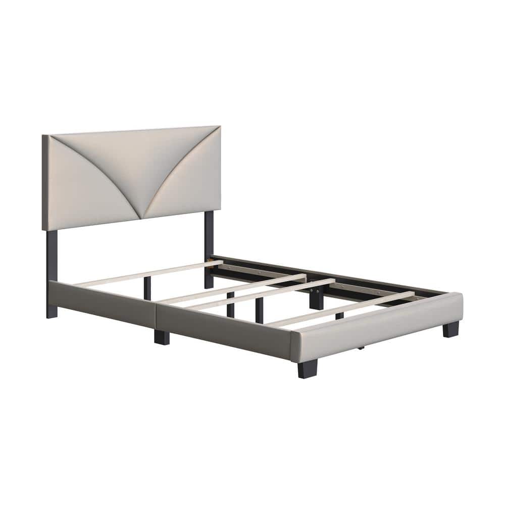Cornerstone Metallic Tan Faux Leather Full Upholstered Bed Frame with Headb