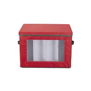 Red and Green Tall Wine and Bottle Storage Chest with Lid