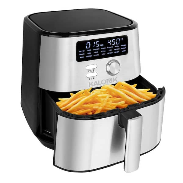 Kalorik MAXX® 4-Quart Digital Air Fryer with 4 Accessories + Bonus Recipe  Book, Black & Stainless Steel in 2023