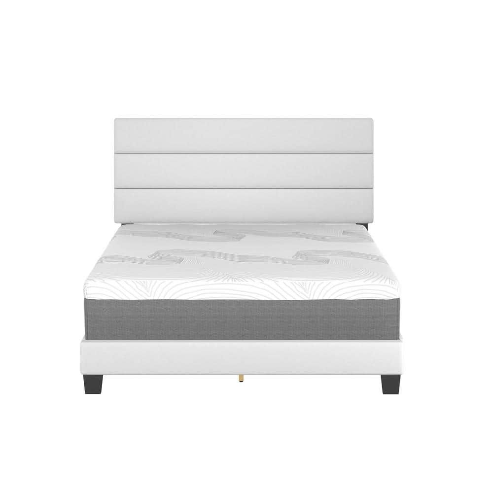 Piedmont Light Faux Leather Queen Platform Bed with Tufted Headboard