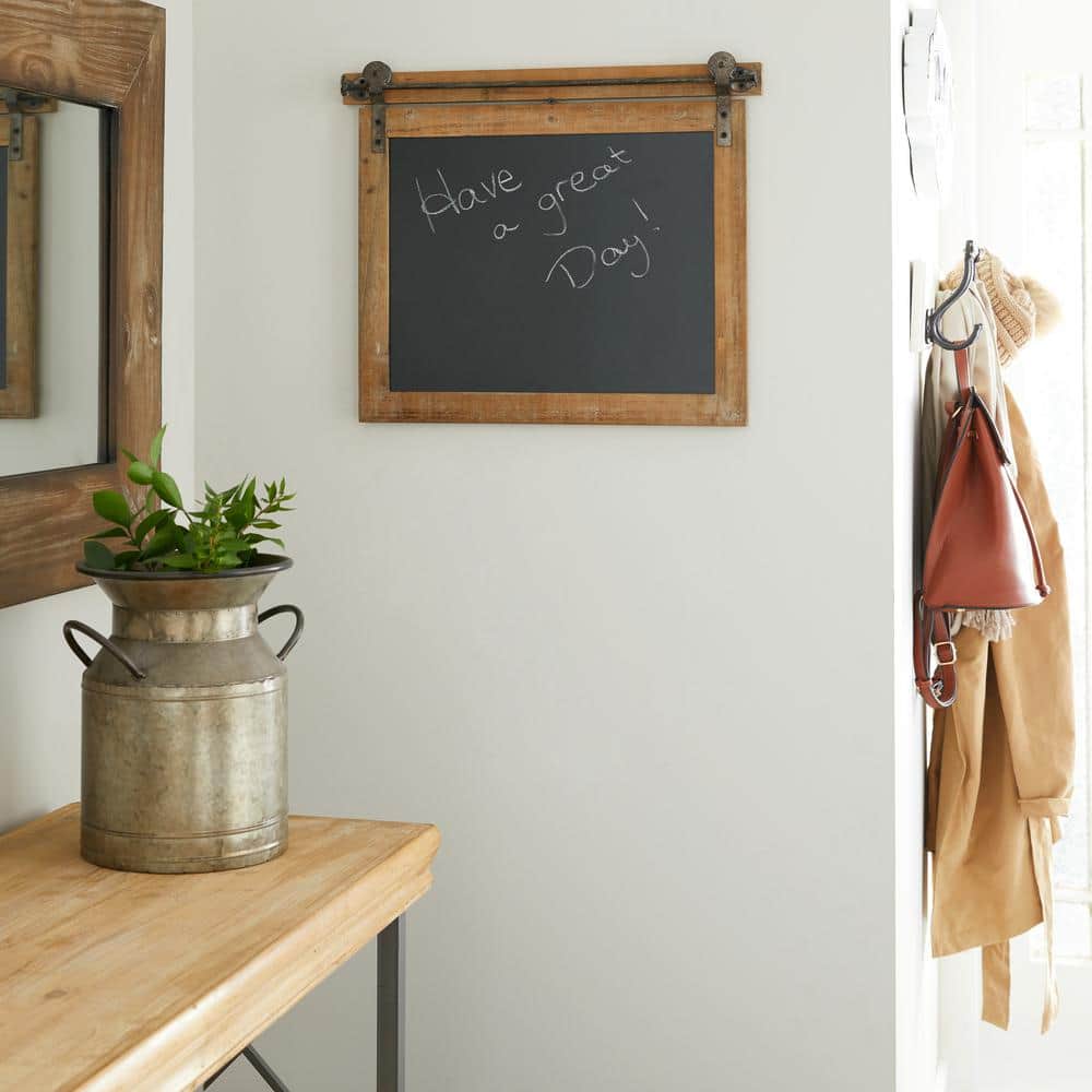 Rustic Brown Wood and Iron 21" Wall Chalkboard Decor