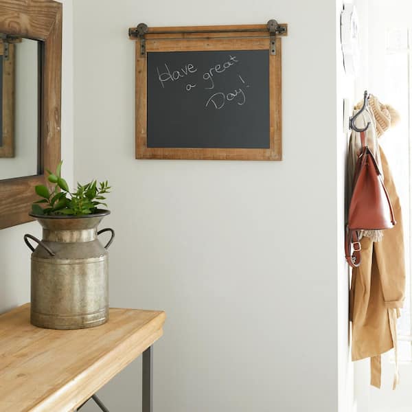 Litton Lane 21 in. x  17 in. Wood Brown Sign Wall Decor with Chalkboard