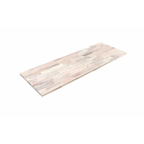 Interbuild 8 ft. L x 25.5 in. D, Acacia Butcher Block  Countertop in Organic White with Square Edge