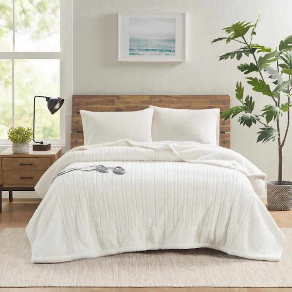 TRUE NORTH Sherpa Ivory Berber Twin Electric Blanket