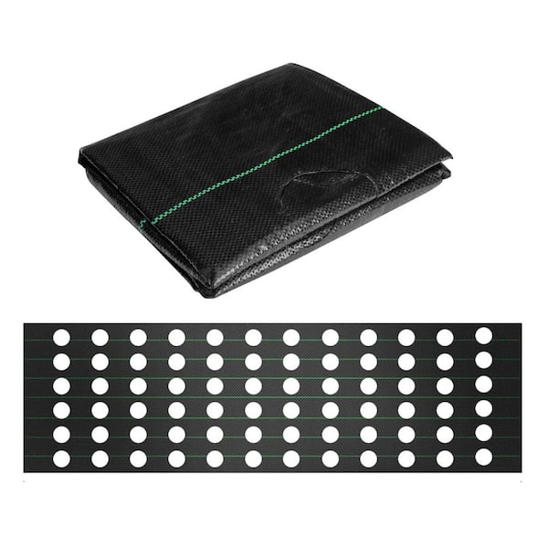 Phewnyzo Weed Barrier Landscape Fabric with Planting Holes Heavy-Duty Weed Control Mat Includes 10 Ground Nails for Outdoor Use